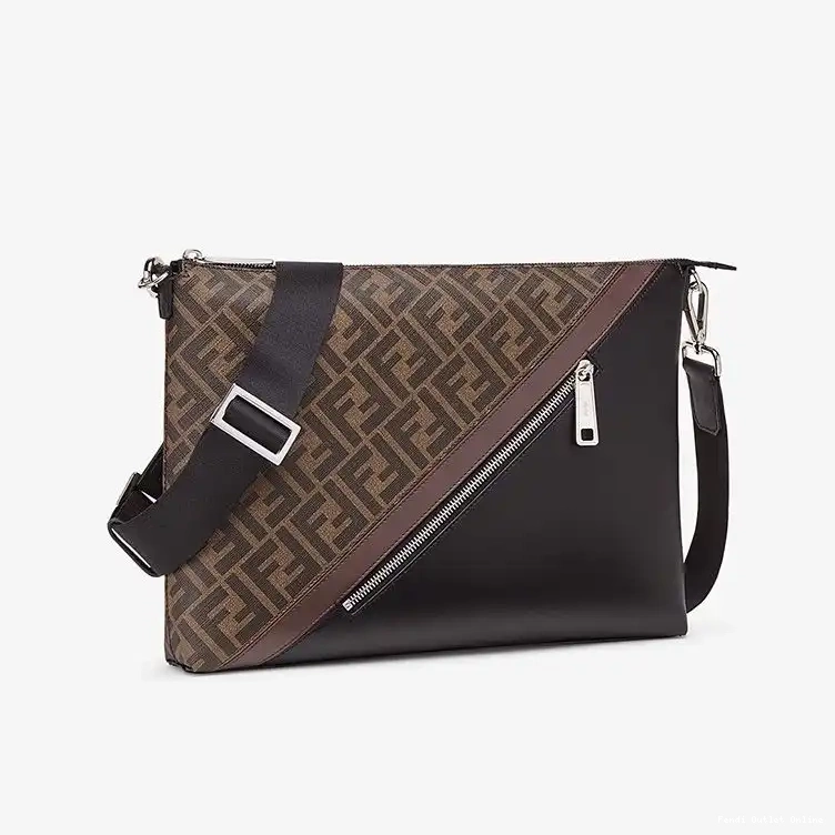Cheap Brown Bag Fabric FF In Messenger Slim Fendi Motif 0420